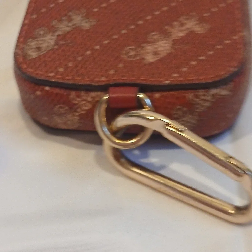 Coach Red Signature Leather Key Pouch with Clip